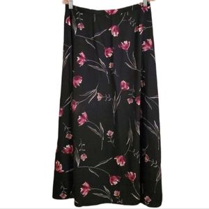 VINTAGE INCLINATIONS 14 BLACK FLORAL MAXI SKIRT